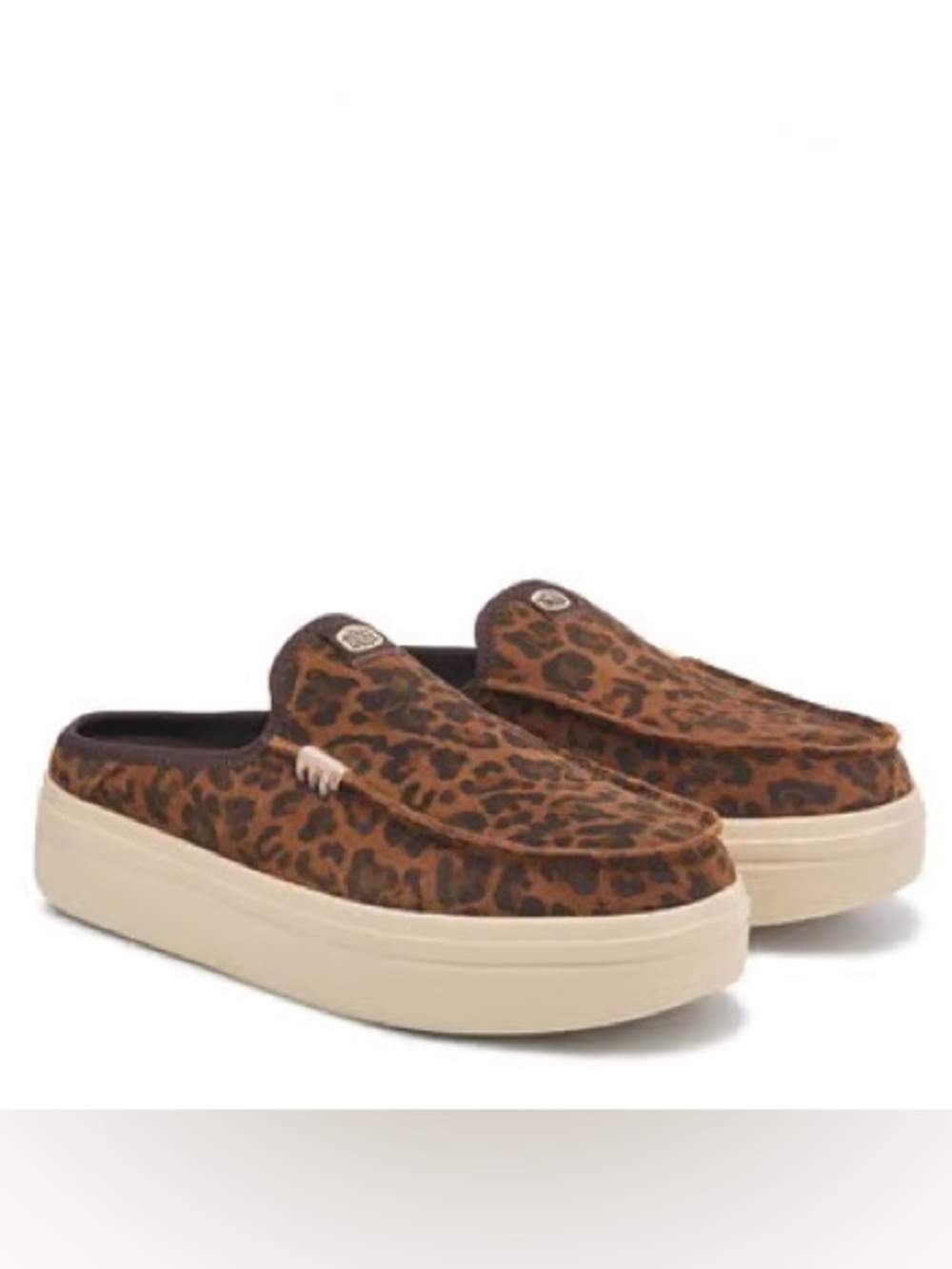 Hey Dude Austin Lift Classic Platform Leopard Slip On Women 8 Brown - Picture 3 of 11